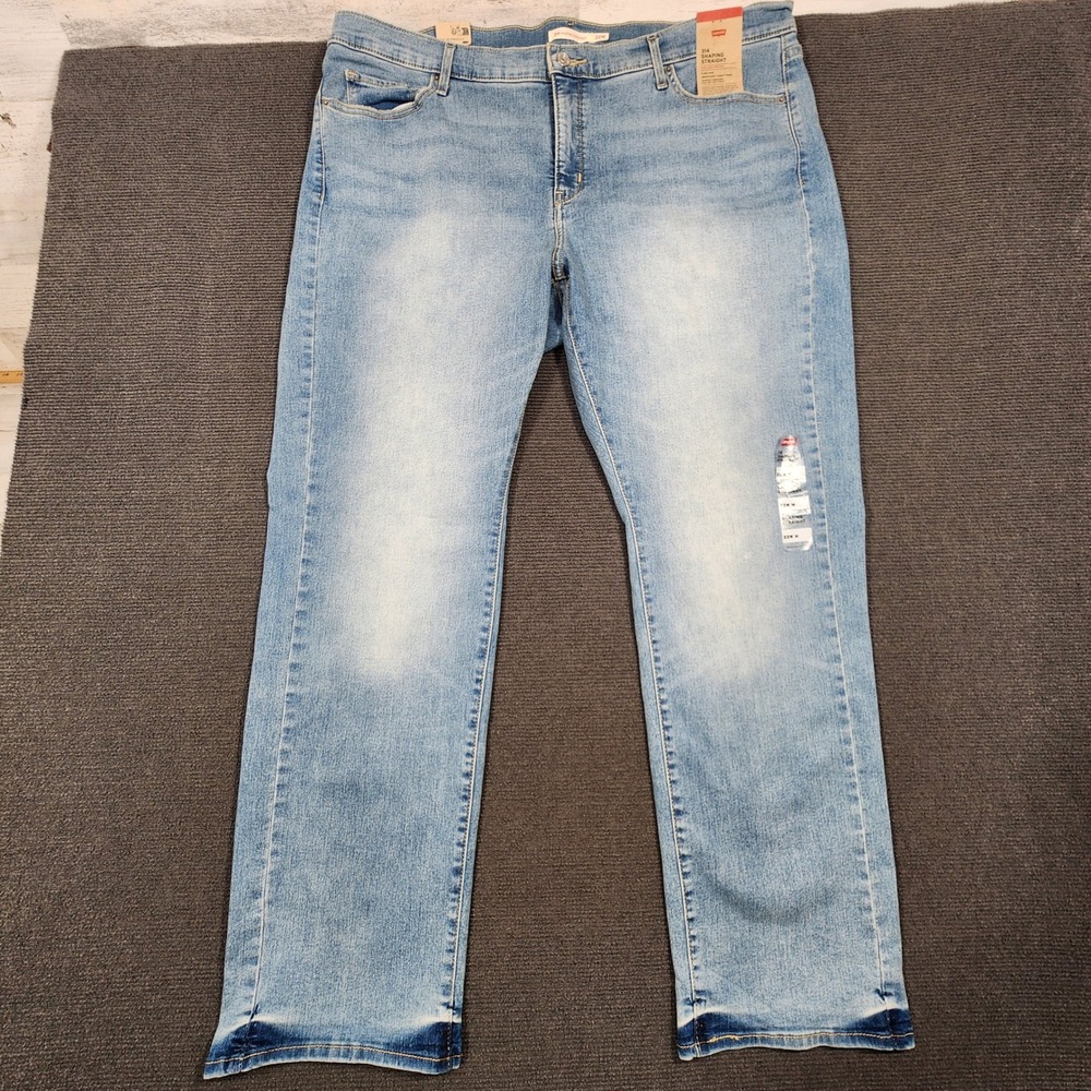 Levi's‎ 314 Shaping Straight Jeans Women 22W M Blue Stellar Stretch Mid Rise NWT